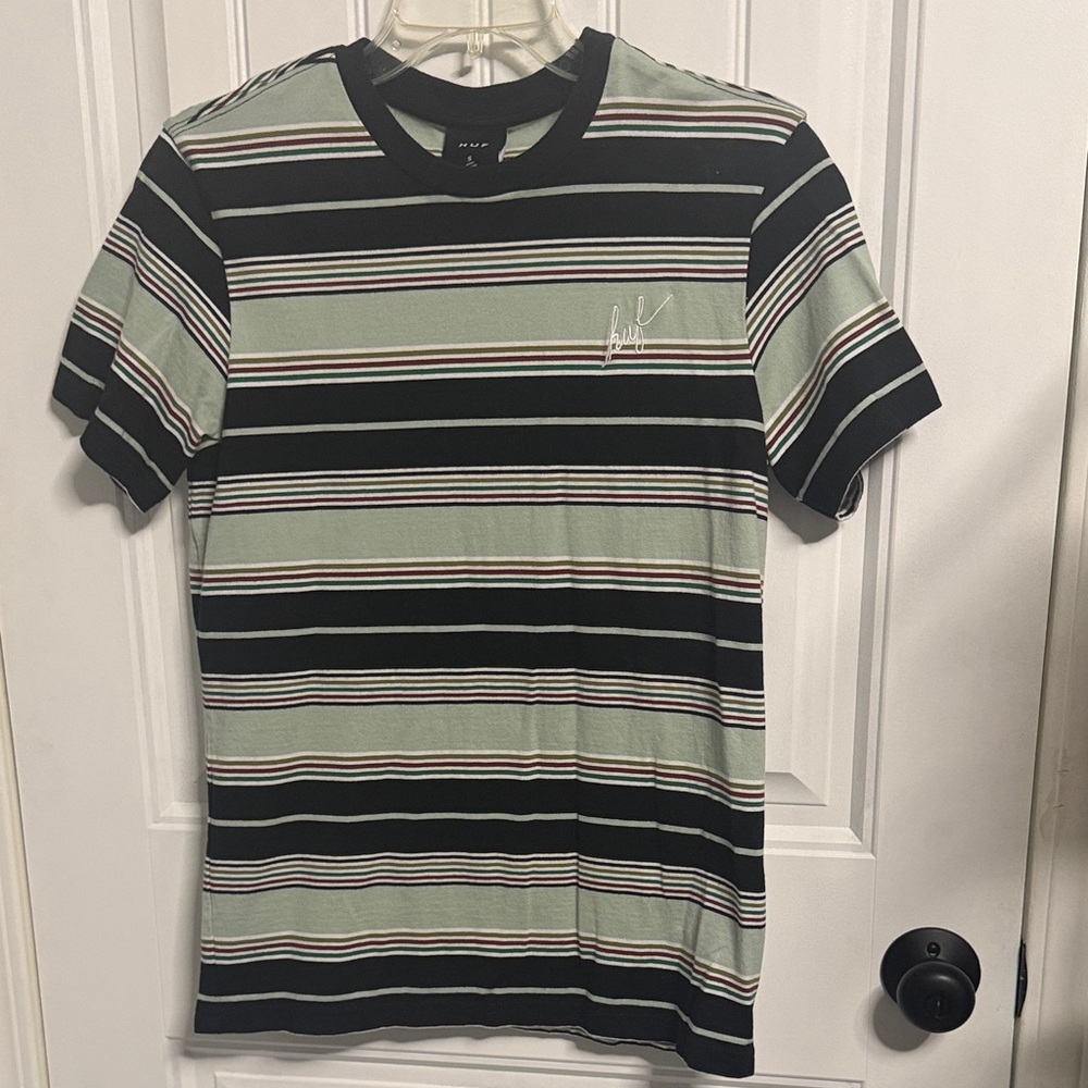HUF Mint and Black Striped Short Sleeve Tee